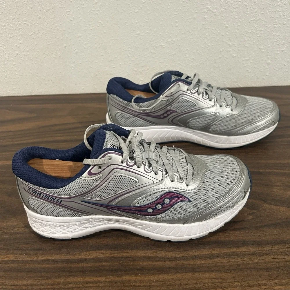 Saucony Womens Cohesion 12 S10471-2 Grey Purple Running Shoes Sneakers Size 8.5